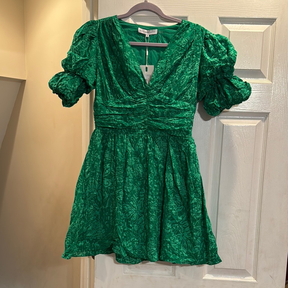 NWT Endless Rose Green Floral Puff Sleeve Dress